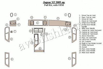 Декоративные накладки салона Jaguar XF 2009-н.в. полный набор, с OEM